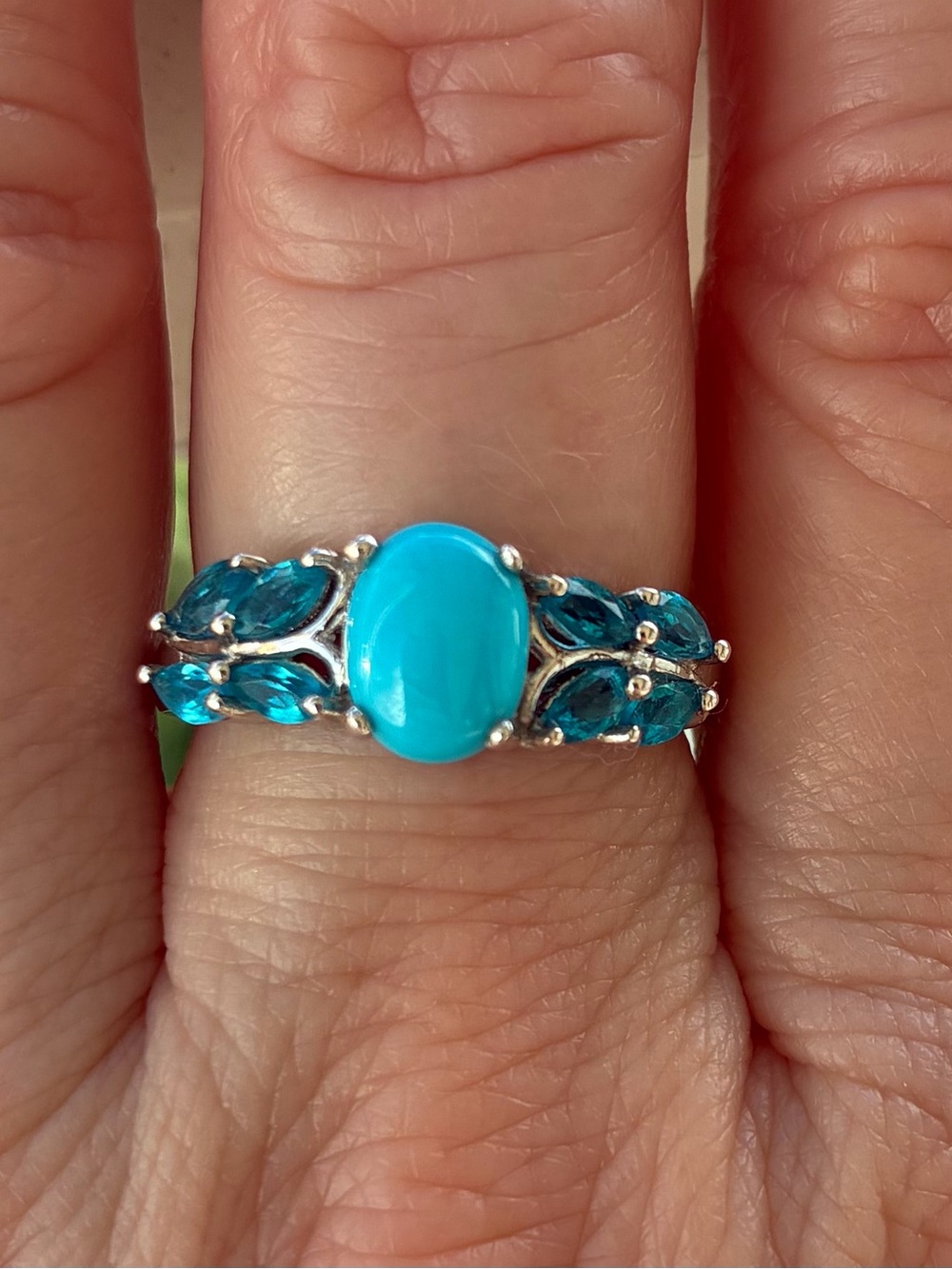 Sleeping Beauty Turquoise & Blue Apatite Band Ring